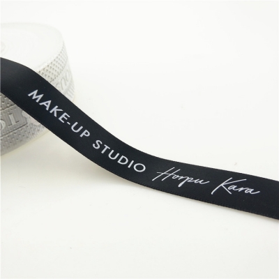 Black Ink Printing Satin ribbon