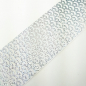 Spot Silver Laser Foil Printed White Grosgrain Ribbon Fish-scale