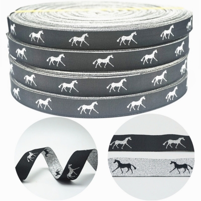 horse ribbon navy/silver