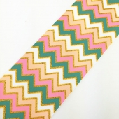 Heat-transfer printed Colorful Wavy Gold Glitter Grosgrain Ribbon