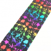 Colorful Foil Printed Black Grosgrain Ribbon