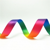 Heat transfer printed satin ribbon rainbow color
