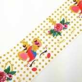 Heat-transfer Gold Glitter Printed Grosgrain Ribbon Unicorn Flowers