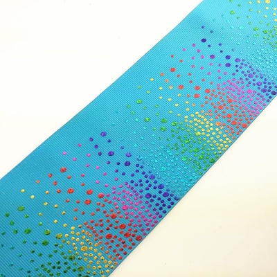 Rainbow Gradient  Spot Laser Foil Printed Grosgrain Ribbon