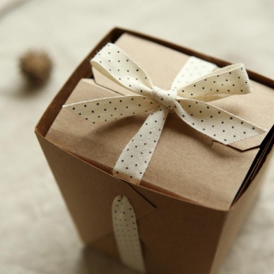 ECO-Friendly Natural Herringbone Cotton Ribbon with Black Spots