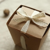 ECO-Friendly Natural Herringbone Cotton Ribbon with Black Spots