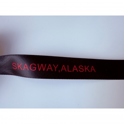 Red Ink Printing Satin Ribbon Black