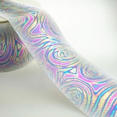 Iridescent Laser Foil Stamping Grosgrain Ribbon