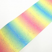 Rainbow Gradient-colored Silver Glitter Foil Stamping Grosgrain Ribbon