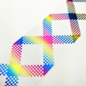 Colorful Foil Printed Grosgrain Ribbon Checkered