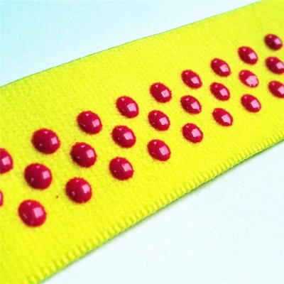 Non-slip silicone elastic webbing yellow dot