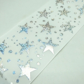 Silver Laser Foil Printed Grosgrain Ribbon Stars