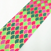 Colorful Fish-scale Pattern Gold Foil Printed Grosgrain Ribbon